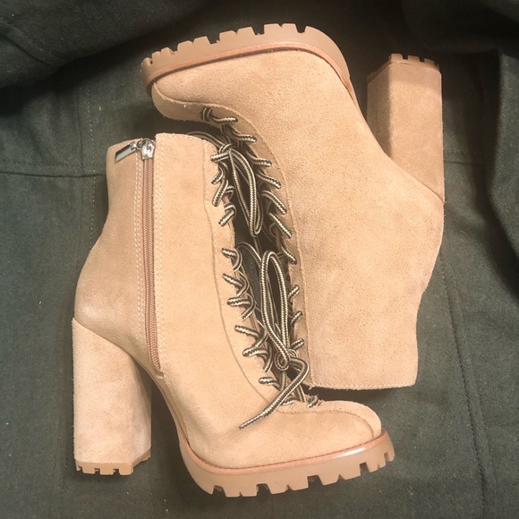 Naina Suede & Faux Shearling Boots Sandstone sz 7 - Picture 9 of 12